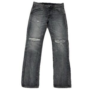 Levi's 501 Original Fit Jeans Men's 32x32 Faded Black Denim Straight Leg Grunge